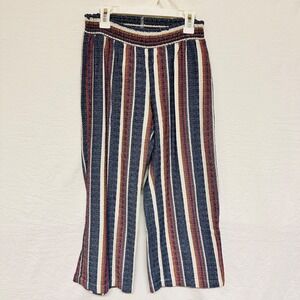 Drew Cropped Pants Flowy Size XS Stripe Blue‎ Red White Spring Summer